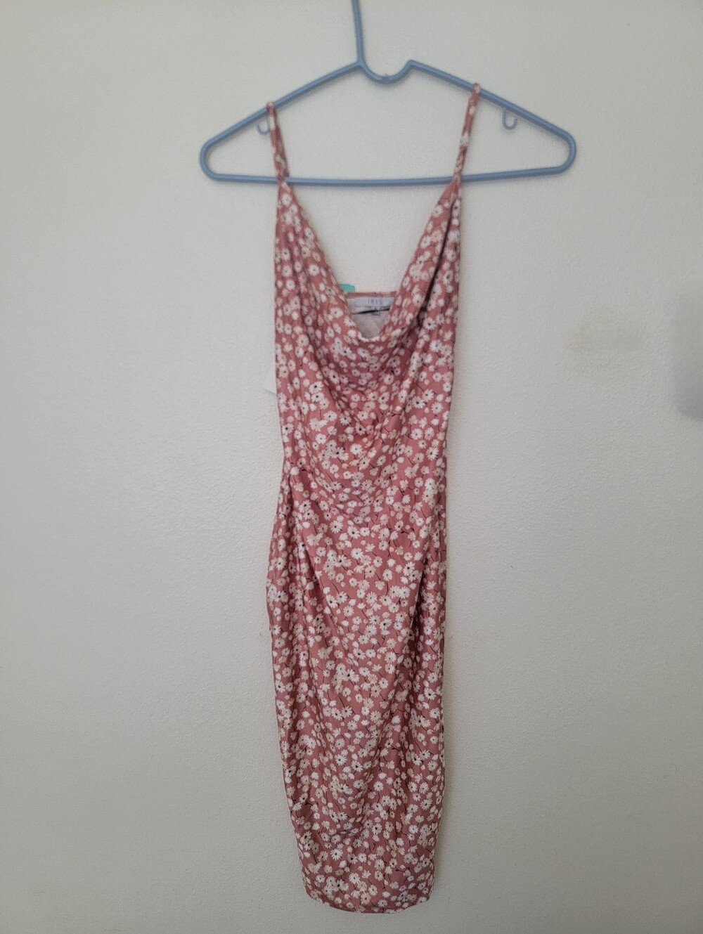 New Iris Floral Slip Dress Large Pink Peach Midi Cowl Neck